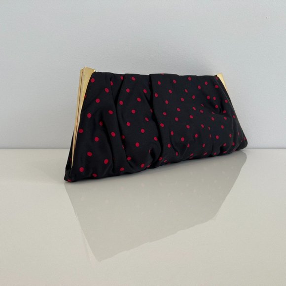 DOLCE & GABBANA BLACK AND RED POLKA DOT HARD GOLD CASE CLUTCH NWOTS! - Picture 6 of 17